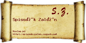 Spissák Zalán névjegykártya